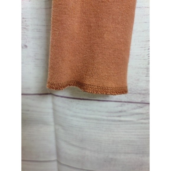 Gilded Intent Burnt Orange V-Neck Button Front Cardigan, 100% Cotton, Size Large - Picture 4 of 6